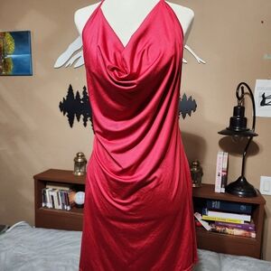 Elegant Red Backless Dress